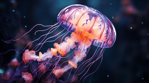 Luminous jellyfish underwater ethereal marine life