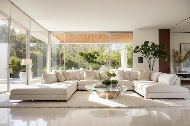 Premium AI Image | Luminous Living Natural Light Filled Living Room
