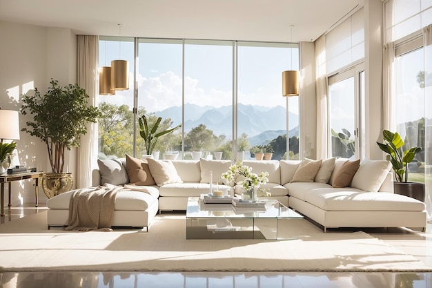 Premium AI Image | Luminous Living Natural Light Filled Living Room