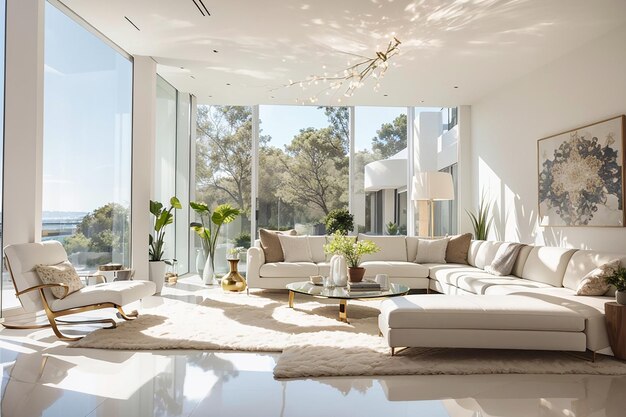 Premium AI Image | Luminous Living Natural Light Filled Living Room
