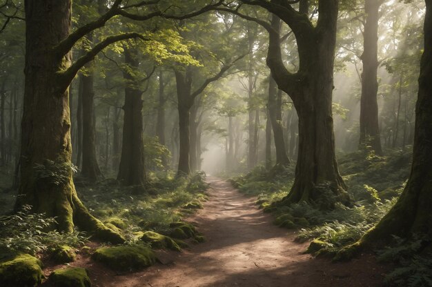 Photo luminous path through whispering trees