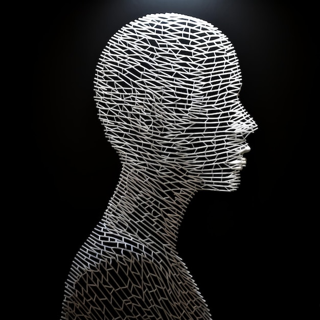 ピクセル化されたリアリズムで人間のワイヤーヘッドのインストール