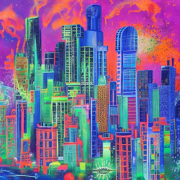 Luminous Utopia A Bioluminescent Cityscape