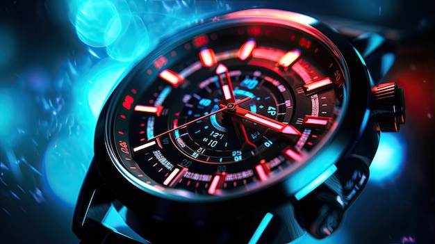 Luminous wristwatch close up