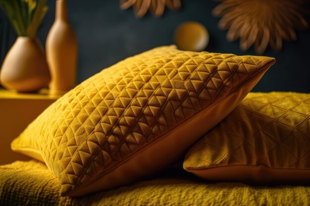 Foto luminosi cuscini gialli nella combinazione di colori dell'anno 2021
