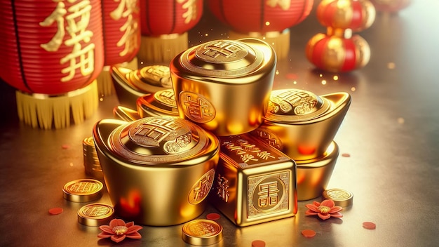 A lump of gold and silver to pay homage to the gods during the Chinese New Year festival