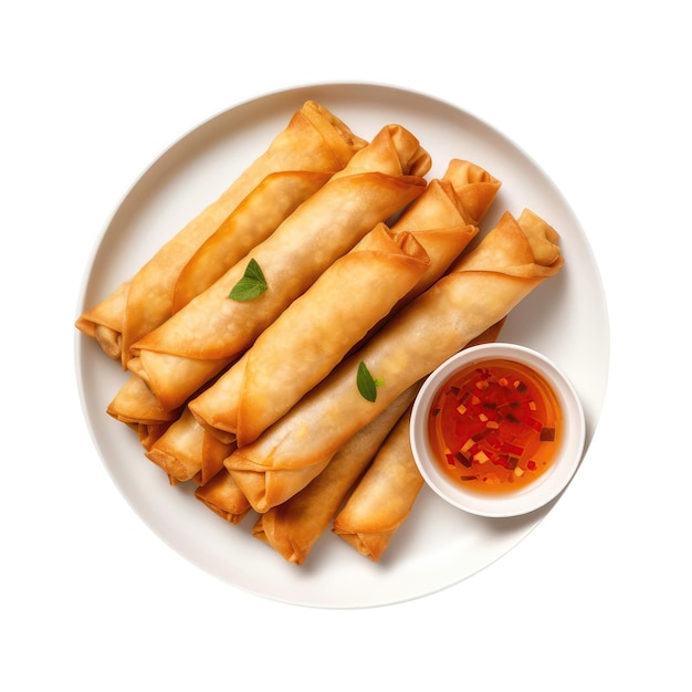 Photo lumpia filipino cuisine on white plate