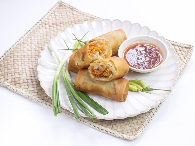 Lumpia or lunpia, a traditional snack from Semarang, Central Java, Indonesia