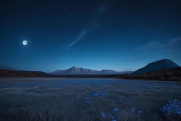 Lunar brilliance a tapestry of night sky twinkling stars and the moon's enchanting radiance