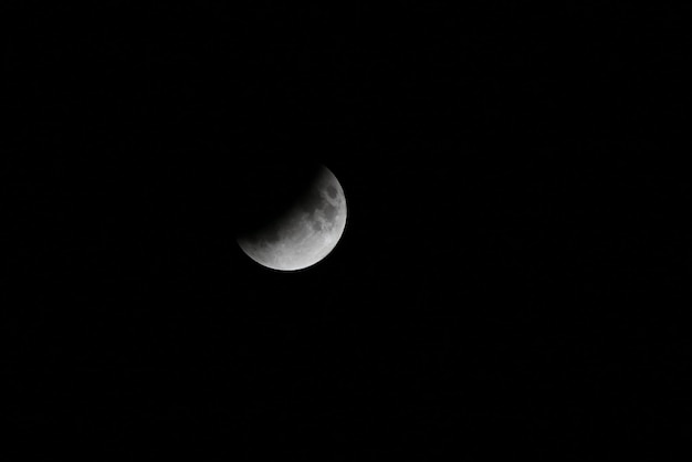 Lunar eclipse on the dark night