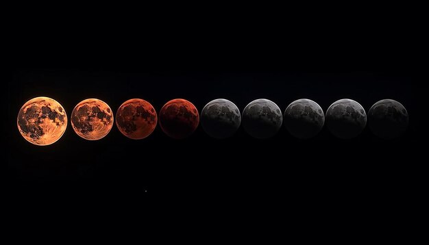 Premium AI Image  Lunar Eclipse Process Celestial Spectacle Documentation