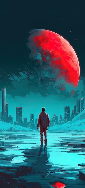 Lunar Elegance Free Moonrise Wallpaper в художественном стиле