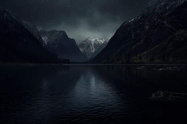 Photo lunar lakes calm waters of night landscapes