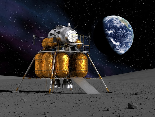 Лунный посадочный модуль на Луне