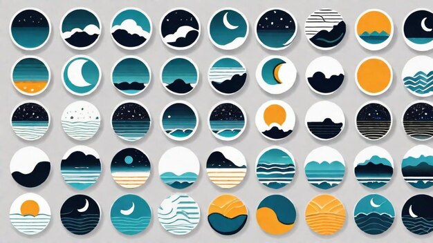 Photo lunar landscapes in different phases