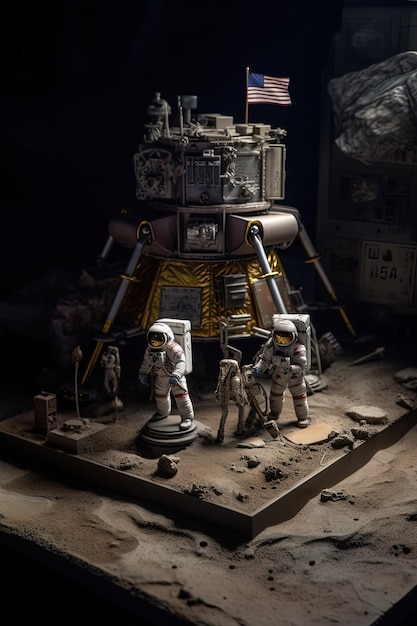 Lunar module landing on a distant planet Astronauts explore symbolizing courage curiosity and the triumph of human ingenuity in cosmic exploration Genererative Ai