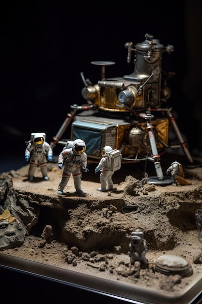 Лунный модуль приземляется на далекую планету Астронавты исследуют символ мужества, любопытства и триумфа человеческой изобретательности в космических исследованиях Генеративный ИИ