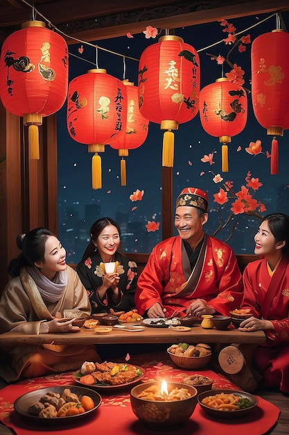 Lunar new year celebration moments full of cozy feeling and happy vibe