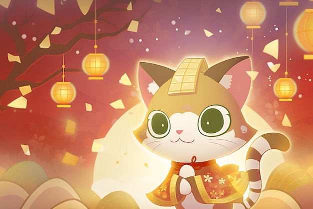 Lunar new year, cute cat, year of the cat background