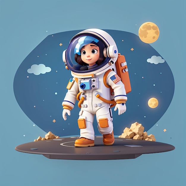 Lunar Stroll Leuke astronaut die op de maan loopt Cartoon