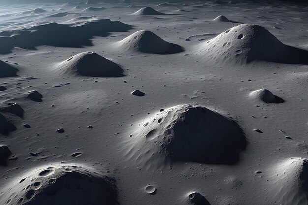 Foto paesaggio della superficie lunare sullo sfondo 3d