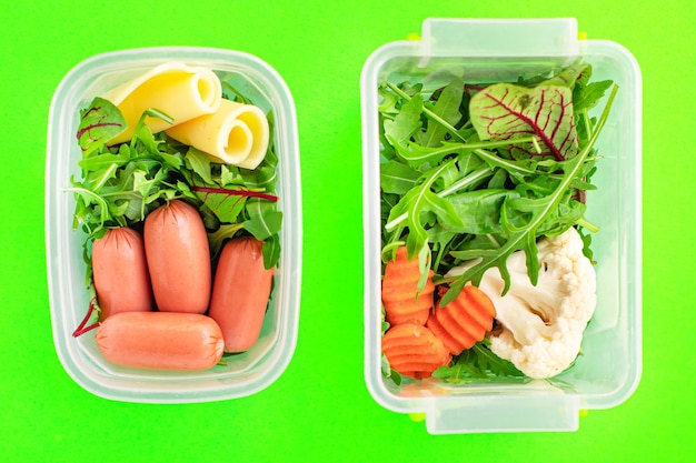 Pasto sano porzione scatola pranzo mangiare cibo dieta biologica cibo fresco cucina contenitore