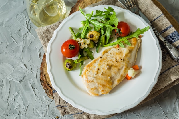 Lunch - chicken steak with vegetables