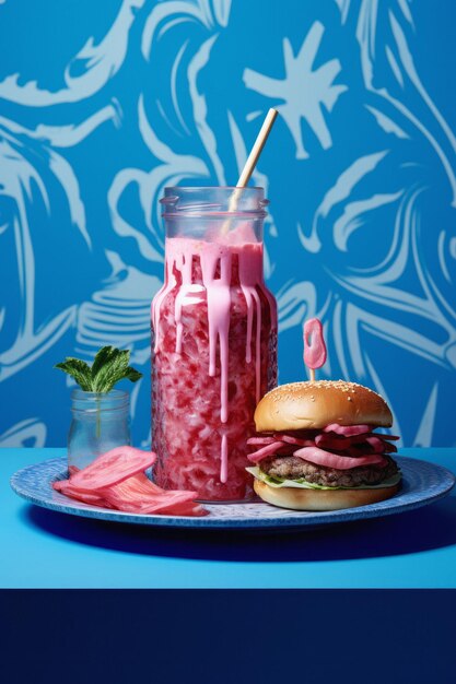 Lunch fastfood in Barbie-stijl met burger