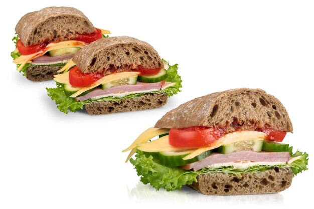 Lunch sandwich on white background