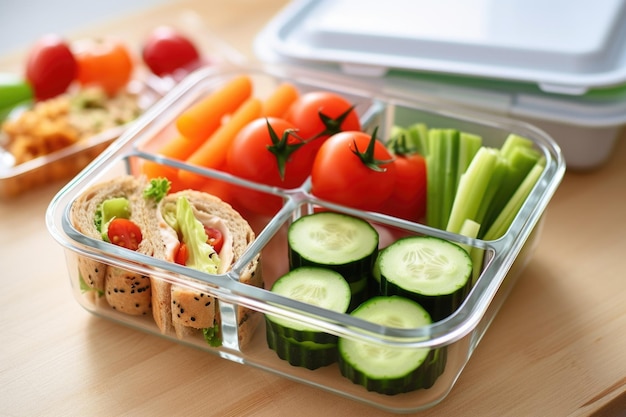 A lunchbox filled with assorted vegetables