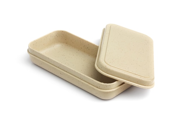 Lunchbox geïsoleerd op witte achtergrond plastic doos