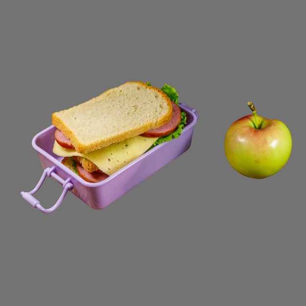 Lunchbox met broodjes en appel