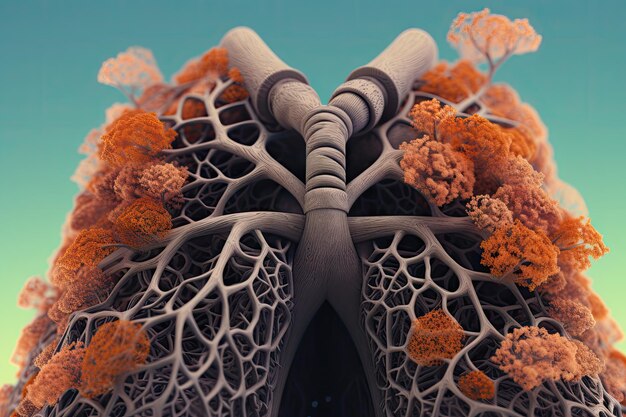 Photo lung in 3d model for medical usage