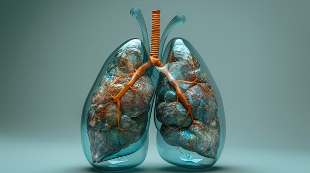 Photo lung anatomy of the human respiratory system 3d