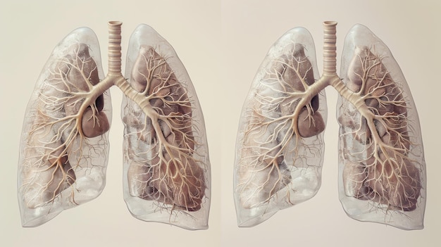 Photo lung anatomy of human respiratory system 3d