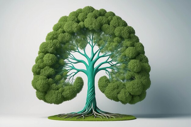 Lung green treeshaped images medical concepts autopsy 3D display and animals as an element