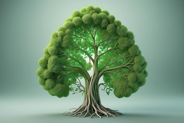 폐 녹색 나무 모양의 이미지, 의학 개념, 부검, 3D 디스플레이 및 동물 요소