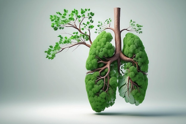 Lung green treeshaped images medical concepts autopsy 3D display and animals as an element