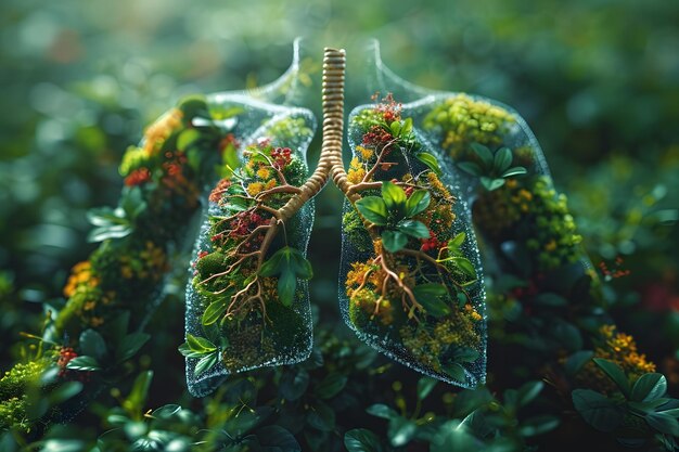 写真 肺は植物とモスで覆われている 創造的な人工知能
