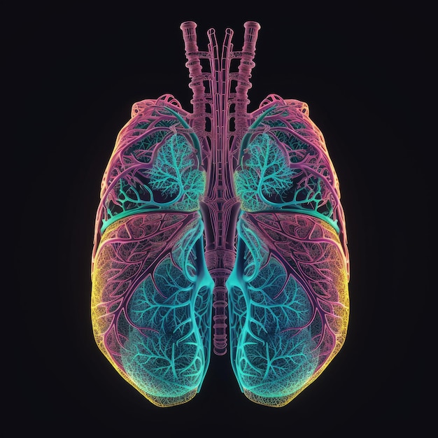 Foto anatomia del sistema respiratorio umano dei polmoni per l'illustrazione 3d del concetto medico