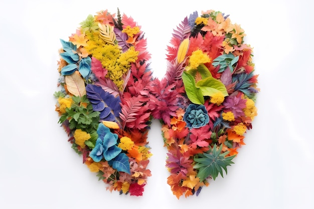 Lungs made from flowers by nature Fresh and healthy air concept Clear lungs No smoking Healthy living Generative Ai