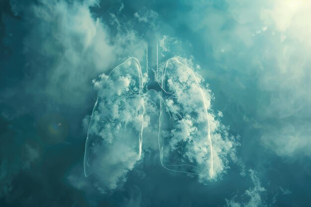 Lungs shaped as cloud smoke dust World Lung Days