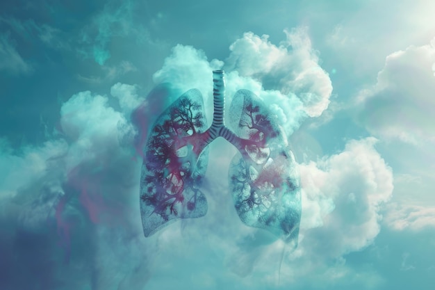 Lungs shaped as cloud smoke dust World Lung Days