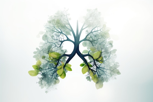 Lungs shaped trees symbolize air purification and ecological concept including pneumonia and bronchi