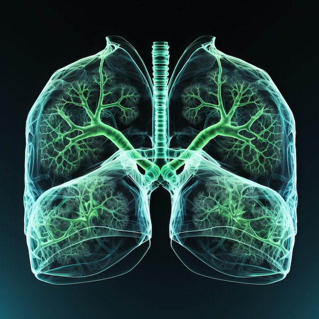 Photo lungs and smoke science and medical background 3d rendering