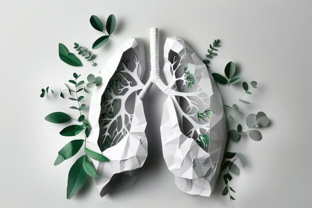 Lungs symbolized by hole and green twigs World Tuberculosis Day concept