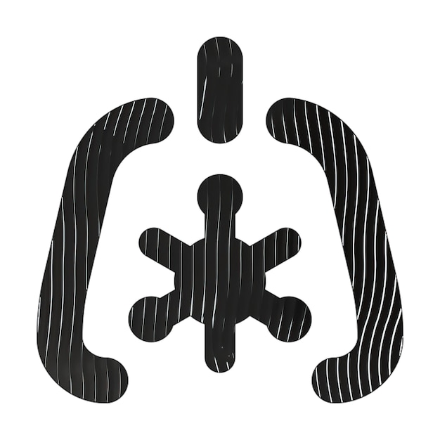 Photo lungs virus icon black white lines texture