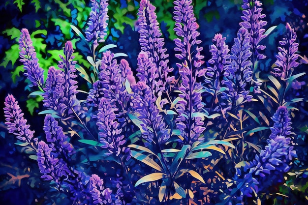 Lupine bloemen in een botanische tuin Bloemen achtergrond