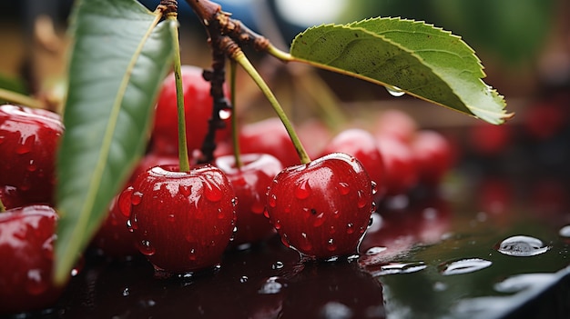 luscious cherries HD 8K wallpaper Stock Photographic Image