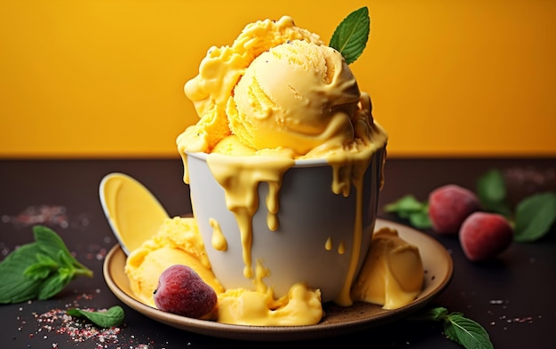 A luscious and flavorful mango frozen yogurt Generative Ai